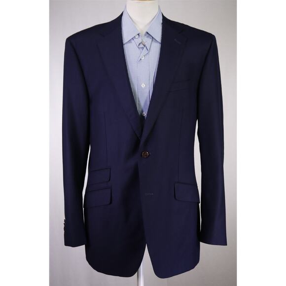 Sartoria Ambrosiana Su Misura Navy Blue Wool Fleece Blazer Jacket 42L - Picture 2 of 11